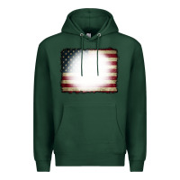 Sports Green American Flag Bleach Effect Premium Hoodie - CowCowDesign