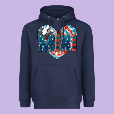 American Mini Heart 4th Of July Heavyweight Hoodie Designed By Fadigitalartstudio