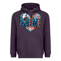Plum American mini heart 4th of july Heavyweight Hoodie - FaDigitalArtStudio