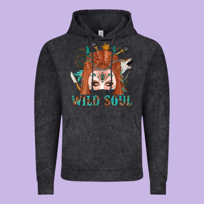 Western İndian Wild Soul With Braid Hair Woman Vintage Hoodie Designed By Bundleandbundleshop