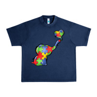 Navy autism awareness elephant Urban Heavy Tee - LillyAllenDesigns