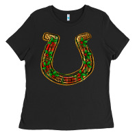 Black Christmas Horseshoe Ladies Tee - Jasminsmagicworld