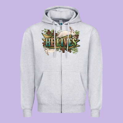 He Lives Easter Day Zipper Hoodie Designed By Howdyjamesfarm