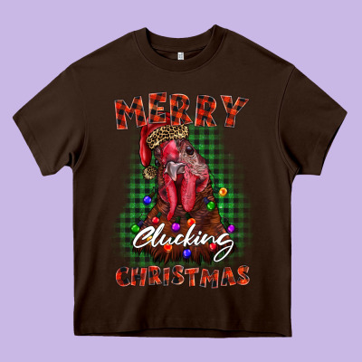 Merry Clucking Christmas Rooster Heavy Core Tee Designed By Barkaloodesign