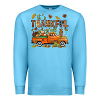 Ocean Blue it's thankful y'all with truck bbs Premium Sweatshirt - BundleAndBundleShop