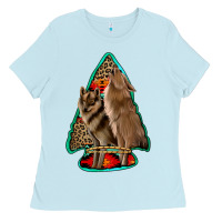 Baby Blue howling wolves arrowhead Ladies Tee - Jasminsmagicworld