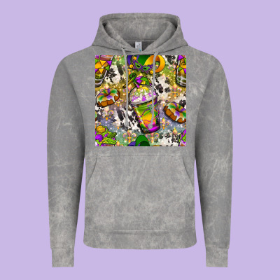 Mardi Gras Coffee Cups And Donut With Cowhide Vintage Hoodie Designed By Bundleandbundleshop