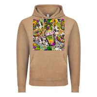 Vintage Coffee Mardi Gras coffee cups and donut with cowhide Vintage Hoodie - BundleAndBundleShop