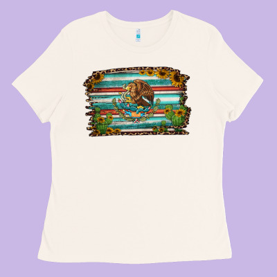 Cactus Turquoise Serape Leopard Mexican Flag Ladies Tee Designed By Jasminsmagicworld