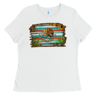 White cactus turquoise serape leopard mexican flag Ladies Tee - Jasminsmagicworld