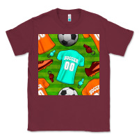 Burgundy soccer ball uniform and shoes seamless pattern Classic Tee - BundleAndBundleShop