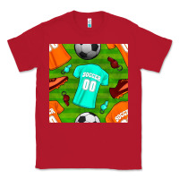 Red soccer ball uniform and shoes seamless pattern Classic Tee - BundleAndBundleShop