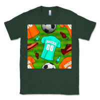 Sports Green soccer ball uniform and shoes seamless pattern Classic Tee - BundleAndBundleShop