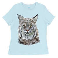 Baby Blue Bobcat Head Ladies Tee - LillyAllenDesigns