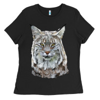 Black Bobcat Head Ladies Tee - LillyAllenDesigns