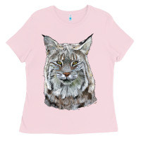 Bubblegum Pink Bobcat Head Ladies Tee - LillyAllenDesigns