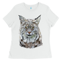 White Bobcat Head Ladies Tee - LillyAllenDesigns