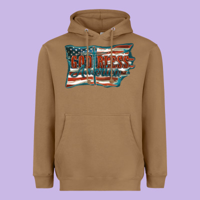 God Bless America Heavyweight Hoodie Designed By Fadigitalartstudio