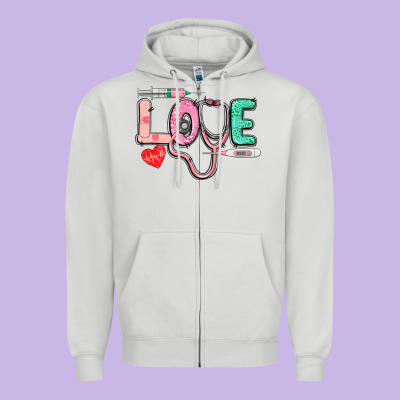 Love Nursing Zipper Hoodie Designed By Cowgirlartshop