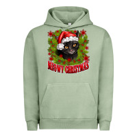 Pigment Oil Green meowy christmas Urban Hoodie - CowhideDigitalArt