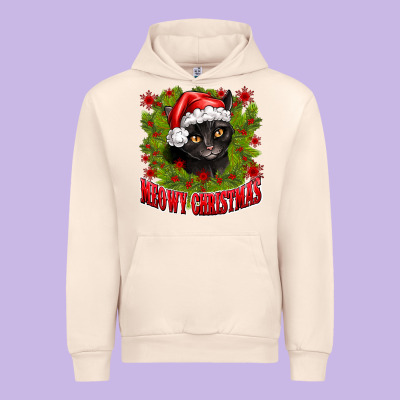 Meowy Christmas Urban Hoodie Designed By Cowhidedigitalart