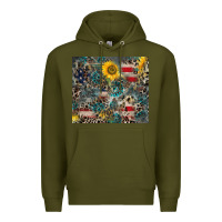 Army Green America Flag Leopard Gemstone Sunflower Premium Hoodie - CowCowDesign
