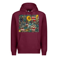 Burgundy America Flag Leopard Gemstone Sunflower Premium Hoodie - CowCowDesign