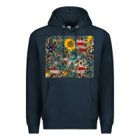 Navy America Flag Leopard Gemstone Sunflower Premium Hoodie - CowCowDesign