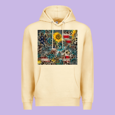 America Flag Leopard Gemstone Sunflower Premium Hoodie Designed By Cowcowdesign