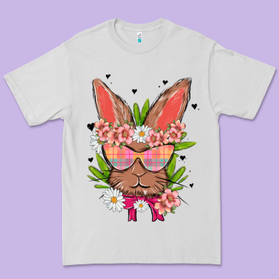 Bunny With Floral Premium Tee Designed By Maliassmallbusiness