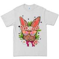Dove Grey bunny with floral Premium Tee - MaliasSmallBusiness