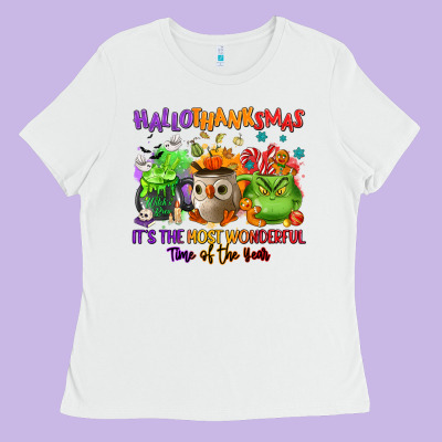 Hallothanksmas Ladies Tee Designed By Nancycooperartshop