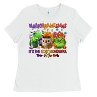 White Hallothanksmas Ladies Tee - NancyCooperArtShop