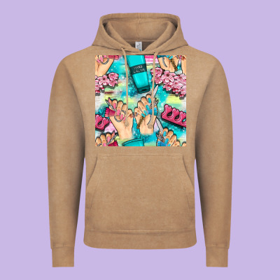 Hand Cream And Nail Tools With Serape And Glitter Seamless Pattern Bbs Vintage Hoodie Designed By Bundleandbundleshop
