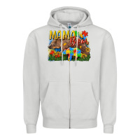 Dove Grey Mama bear Autism Zipper Hoodie - CowGirlArtShop