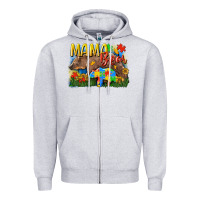Heather Grey Mama bear Autism Zipper Hoodie - CowGirlArtShop