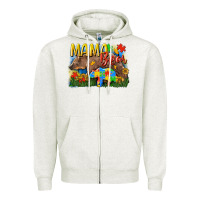 Oatmeal Heather Mama bear Autism Zipper Hoodie - CowGirlArtShop