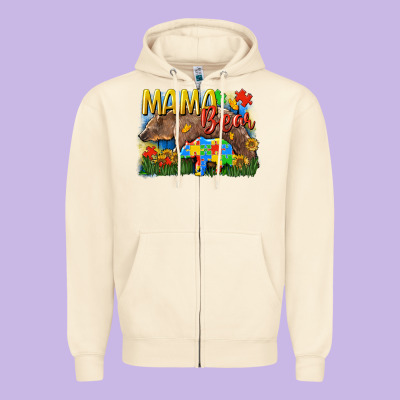 Mama Bear Autism Zipper Hoodie Designed By Cowgirlartshop