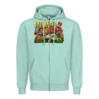 Seafoam Mama bear Autism Zipper Hoodie - CowGirlArtShop