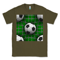 Army Green soccer ball with goal nets seamless pattern Classic Tee - BundleAndBundleShop