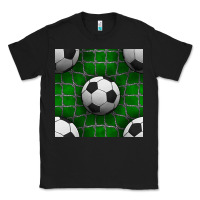 Black soccer ball with goal nets seamless pattern Classic Tee - BundleAndBundleShop
