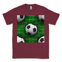 Burgundy soccer ball with goal nets seamless pattern Classic Tee - BundleAndBundleShop