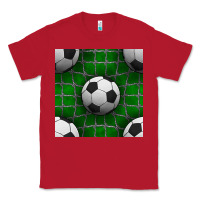 Red soccer ball with goal nets seamless pattern Classic Tee - BundleAndBundleShop