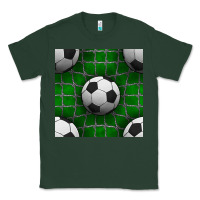 Sports Green soccer ball with goal nets seamless pattern Classic Tee - BundleAndBundleShop