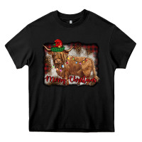Black merry christmas highland cow Heavy Core Tee - BarkalooDesign