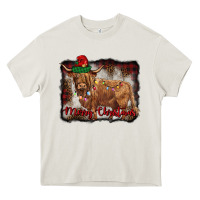 Cream merry christmas highland cow Heavy Core Tee - BarkalooDesign