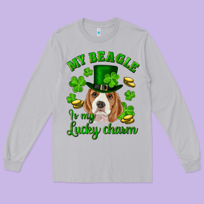 St.patricks Day My Beagle Is My Lucky Charm Long Sleeve Tee Designed By Ranaportraitstore