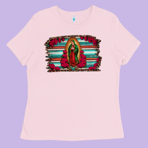 Lady Of Guadalupe Serape And Roses Ladies Tee Designed By Jasminsmagicworld