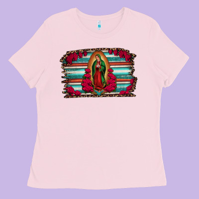 Lady Of Guadalupe Serape And Roses Ladies Tee Designed By Jasminsmagicworld