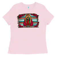 Bubblegum Pink lady of guadalupe serape and roses Ladies Tee - Jasminsmagicworld
